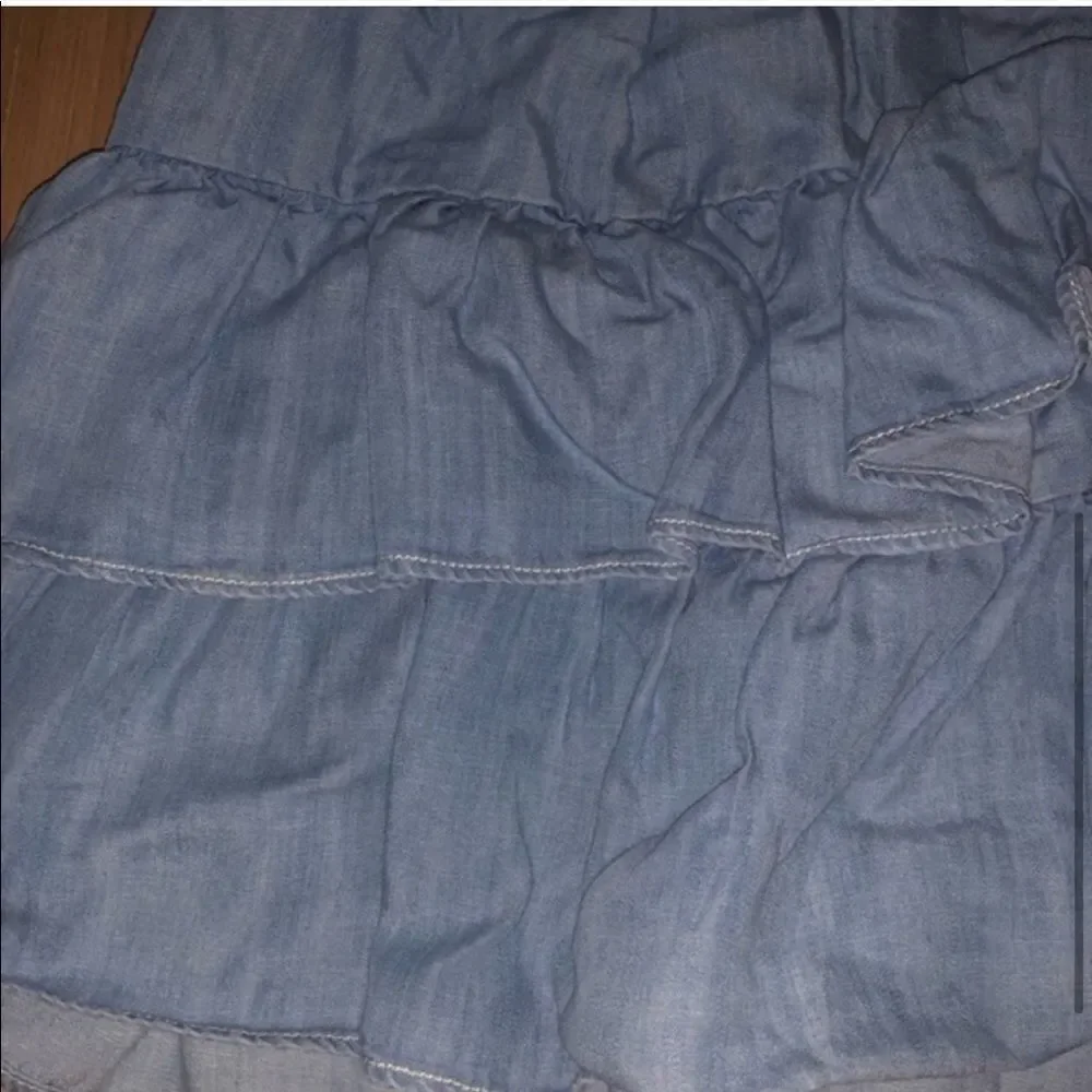 Peek Ruffle Chambray Denim Skirt